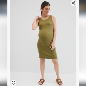 Motherhood Maternity Ribbed Knit Sleeveless Midi Dress